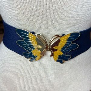 Vintage Elastic Butterfly Belt Multicolor Navy Elastic size S,M, L